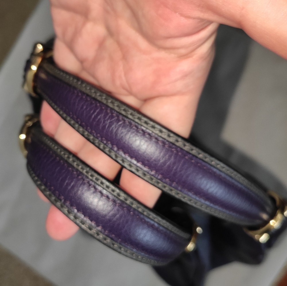 LOEWE Calle Purple Gray Trim Leather Hobo Bag - Picture 13 of 13